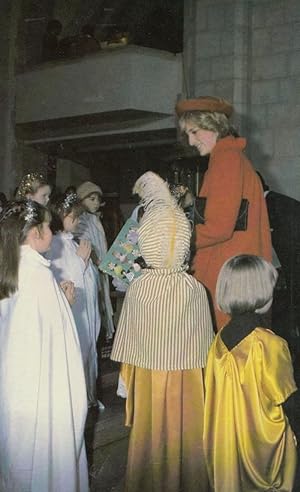Princess Diana With Child Nativity Players at Guildford Cathedral Royal Postcard