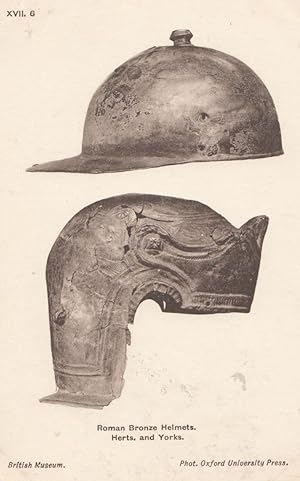 Roman Yorkshire Hertfordshire Bronze Helmets Sculpture Primitive Art Postcard