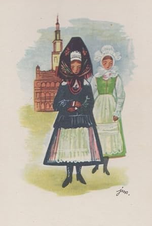 Morris Folk Dancing Style Polish Poland Traditional Costume Antique Postcard