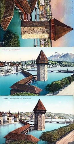 Switzerland Luzern Wassterturm Swiss Postcard 3 x All Early 1900s
