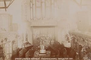 Union Church Harvest Thanksgiving in 1913 Organ Brighton Old Real Photo Postcard