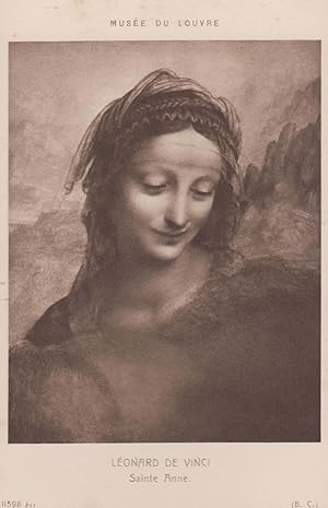 Seller image for Leonardo De Vinci Saint Anne Antique Louvre Gallery Painting Postcard for sale by Postcard Finder