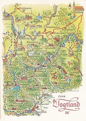 Seller image for Vogtland Schneeberg Rothenkirchen Ellefeld Saxony German Karte Map Postcard for sale by Postcard Finder