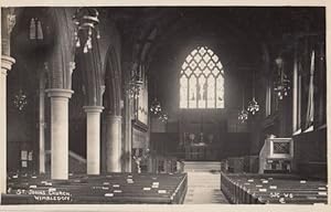 St Johns Church Wimbledon Organ Glowing Windows Antique Old Real Photo Postcard