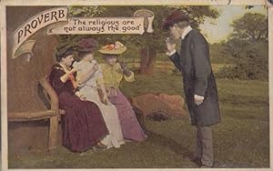 The Christian Religious Are Bad & Not Always The Good Proverb Antique Postcard