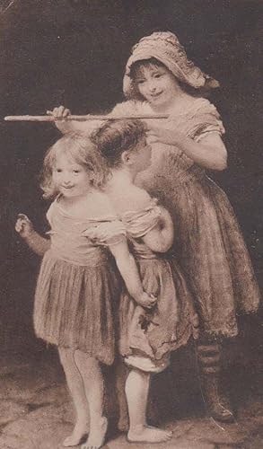 Girl Balancing Stick On Head Modelling School Childrens Vanity Antique Postcard