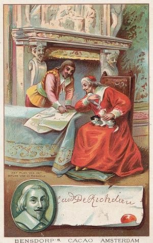 Cardinal Richelieu Catholic Cardinal Printed Signed Bendorps Cocoa Trade Card