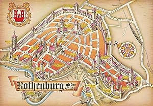 Rothenburg German Map Postcard