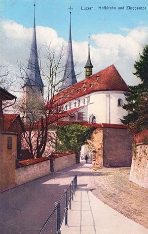 Swiss Luzern Hofkirche Zinggentor Switzerland Antique Postcard
