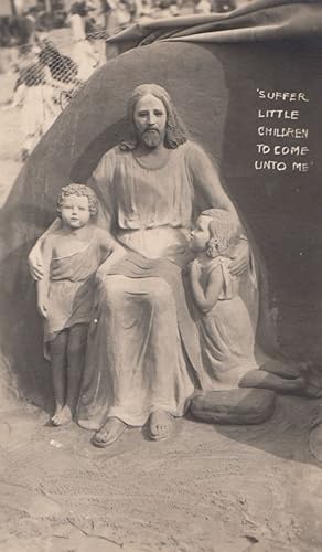 Jesus Suffer Little Children Bible Sand Sculpture Bournemouth Modelling Postcard