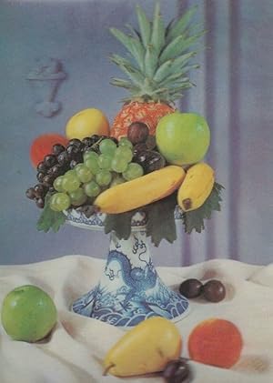 Bowl Of Fruit THREE DIMENSIONAL Banana Strawberry Bunch Of Grapes 1970s Postcard