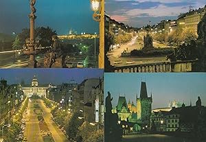 Prague Streets At Night Illumations 4x Postcard s