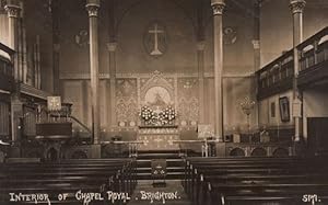 Organ & Interior of Brighton Chapel Royal Church Antique Real Photo Postcard