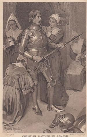 Seller image for Christian Gladiator Battle In Armour Maidens Attending + Shield Antique Postcard for sale by Postcard Finder