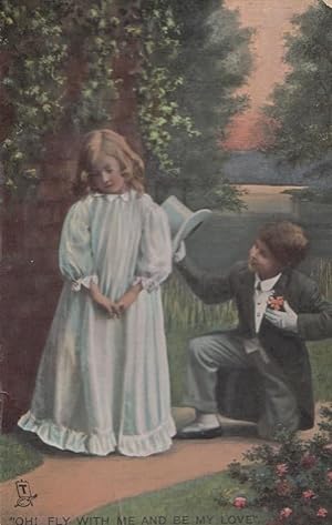 Come Fly With Me Marriage Proposal Young Groom Wedding Suit Antique Postcard