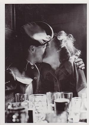 WW2 Military War Soldier & Women Lover Celebrate VE Day Kissing Beer Postcard