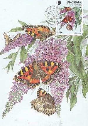 Tortoiseshell Butterfly First Day Cover Stamp Guerney Limited Edition Postcard