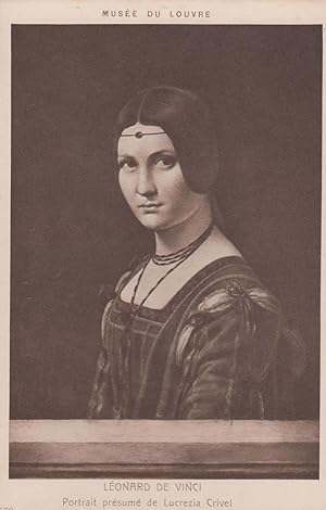 Seller image for Leonardo De Vinci Lucrezia Crivel Old Antique Louvre Gallery Painting Postcard for sale by Postcard Finder