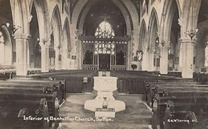 Benhilton Church Sutton Interior Organ Baptism Font London Real Photo Postcard