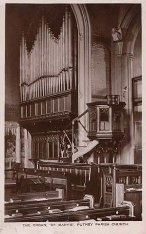 Organ at St Marys Putney Church London Old Real Photo Postcard