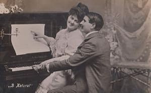 A Natural Piano Player Antique Musical Romance Real Photo Postcard