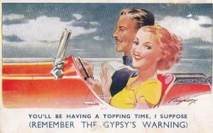 Heed The Romany Gipsy Gipsys Pagan Warning Sports Car Romance Antique Postcard