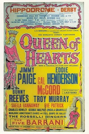 Queen Of Hearts Eddie Henderson Derby Hippodrome Poster Theatre Postcard