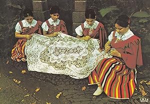 Madeira Embroidery Embroiders Funchal Spanish Crafts Postcard