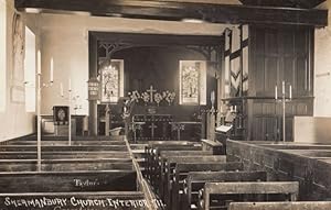Shermanbury Horsham Sussex Church WW1 Organ Interior Antique Real Photo Postcard