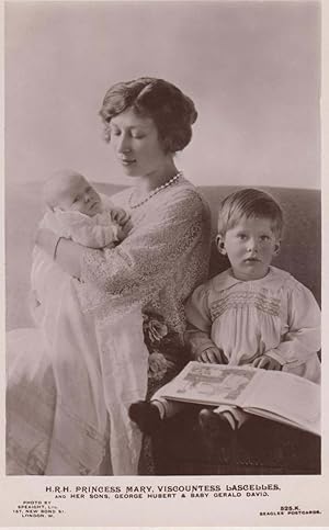 Princess Mary With Her Sons Gerald Viscount Lascelles BABY Real Photo Postcard