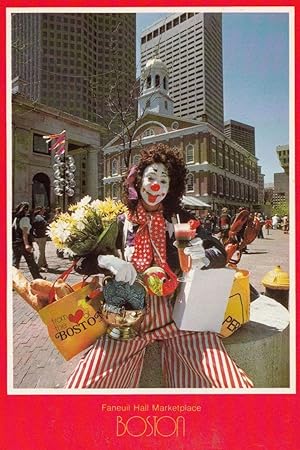 Street Clown in Faneuil Hall Market Marketplace Boston American Postcard