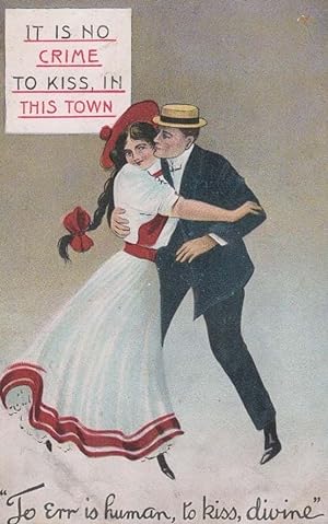 Fred Astaire Comic Humour Dancing Kiss Kissing Top Hat Tails Antique Postcard