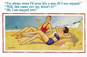 Smoking On Beach Kissing Man Getting Engaged Girl Power Comic Humour Postcard