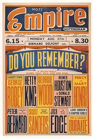 George Robey Hetty King Live Musical Variety Nottingham Empire Theatre Poster Postcard