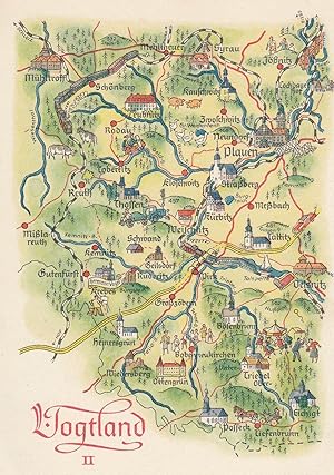 Seller image for Vogtland Vogtlandkreis Near Zoo Saxony German Karte Map Postcard for sale by Postcard Finder