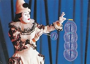 German Theatre Clown Blowing Soap Bubbles Postcard