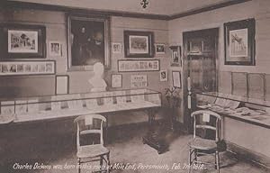 Charles Dickens Room He Was Born Portsmouth Mile End Antique Postcard