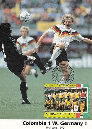 Columbia 1 West Germany 1 World Cup 1990 Limited Edition Stamp Postcard