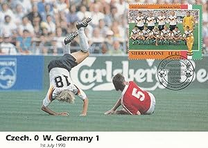 Czech Republic 0 West Germany 1 World Cup 1990 Limited Edition Stamp Postcard