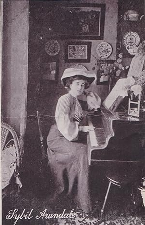Sybil Arundel At Piano Dainty Novels Rare Antique Postcard