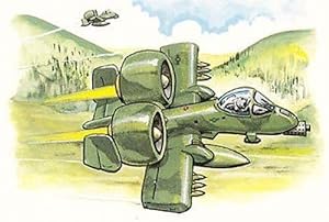 A-10A A 10A Thunderbolt Plane Rare War Animated Painting Cartoon Postcard
