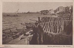 Taranto Italy Italian Harbour View Fishing Net Nets Antique Postcard