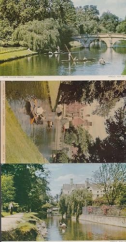 Seller image for Clare College Bridge Vivien St Johns Cambridge 3x Rowing Boat 1970s Postcard for sale by Postcard Finder
