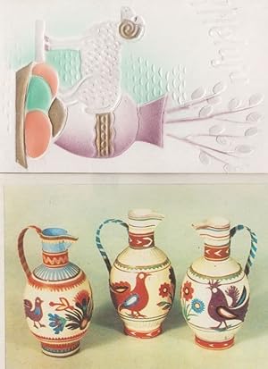 Vase & Sheep Porcelain Pottery Poland Polish 2x Postcard