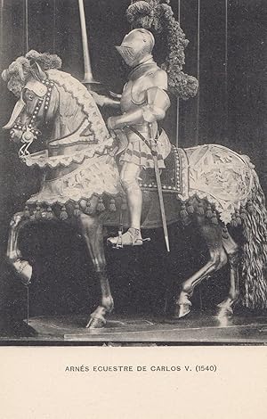 Horse of Charles 5 Carlos Holy Roman Emporer as Knight Armour Old Postcard