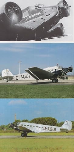 Junkers JU52 D-Aqui Lufthansa 3x Postcard s