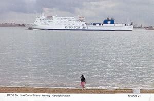 DFDS Tor Line Dana Sirena Leaving Harwich Sea Harbour Haven Girl Waving Postcard