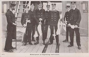 Midshipman Military Ship Signal Signalling Instruction Drill Real Photo Postcard