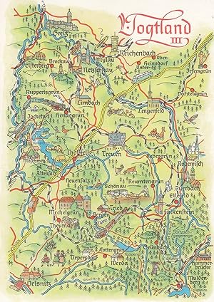 Seller image for Vogtland Vogtlandkreis Near Zoo Mechelgrun Rebesgrun Saxony German Karte Map Postcard for sale by Postcard Finder