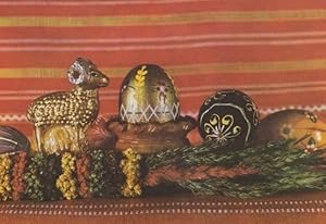 Poland Gold Metallic Toy Sheep Brass Statue Egg Polish Happy Easter Postcard